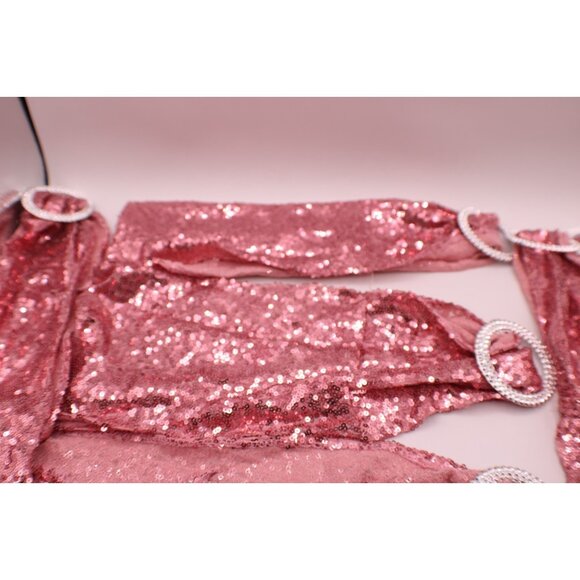 Lot 10 Pink Sequin Chair Sashes Rhinestone Buckles Parties Decor Wedding Events - Picture 3 of 10